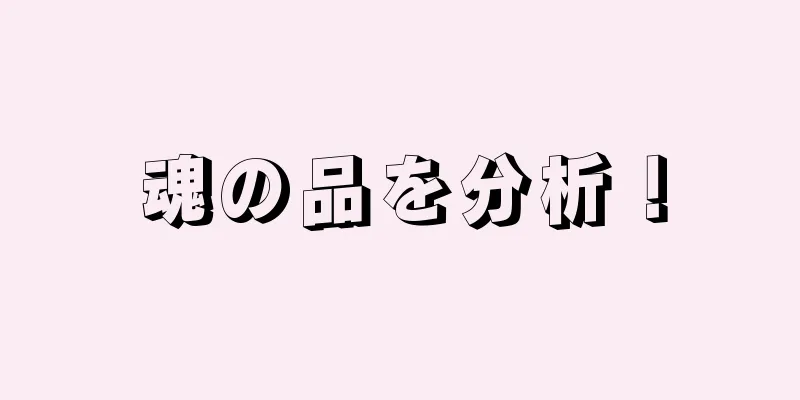 魂の品を分析！