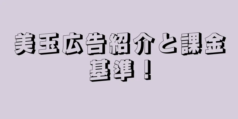 美玉広告紹介と課金基準！