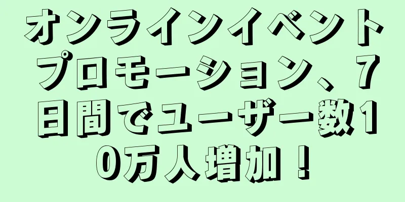 オンラインイベントプロモーション、7日間でユーザー数10万人増加！