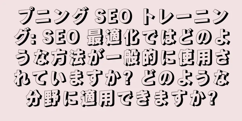 プニング SEO トレーニング: SEO 最適化ではどのような方法が一般的に使用されていますか? どのような分野に適用できますか?